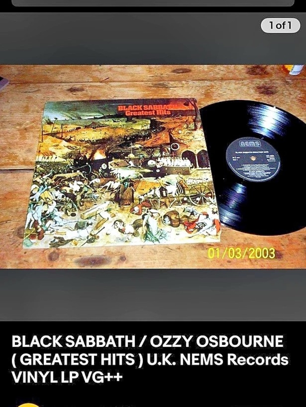 Black Sabbath Greatest Hits Vinyl Record U.K. Original Press 
VG++